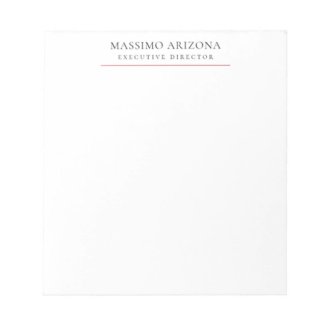 Black White Minimalist Simple Plain  Notepad (Front)