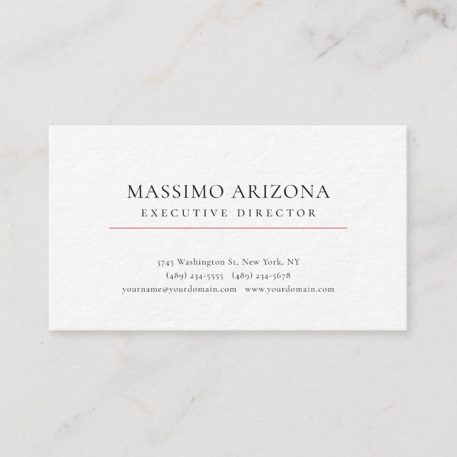 Black White Minimalist Simple Plain Premium Thick Business Card (Front)