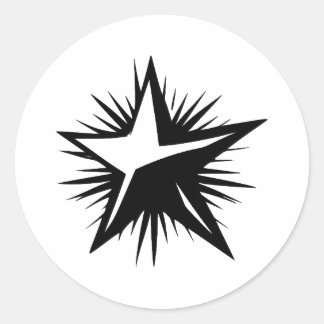 Black & White Minimalist Star Design Classic Round Sticker