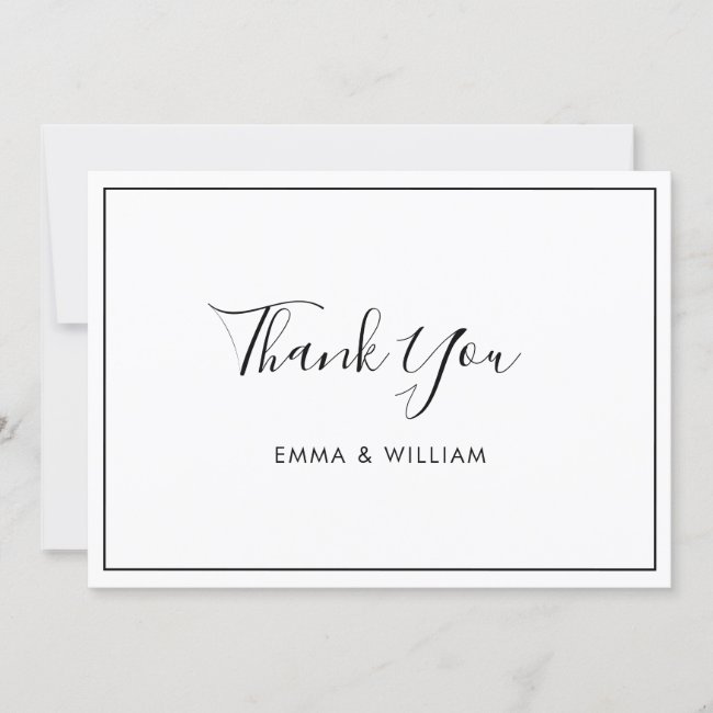 Black & White Minimalist Thank You Flat card