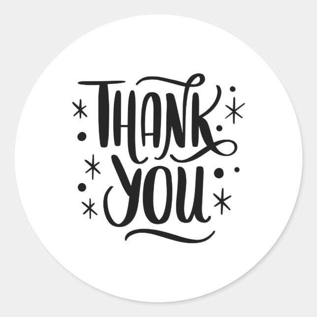 Black & White Minimalist Thank You Sticker (Front)