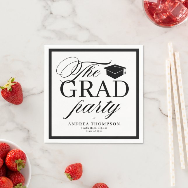 Black White Minimalist The Grad Party  Napkins (Insitu)