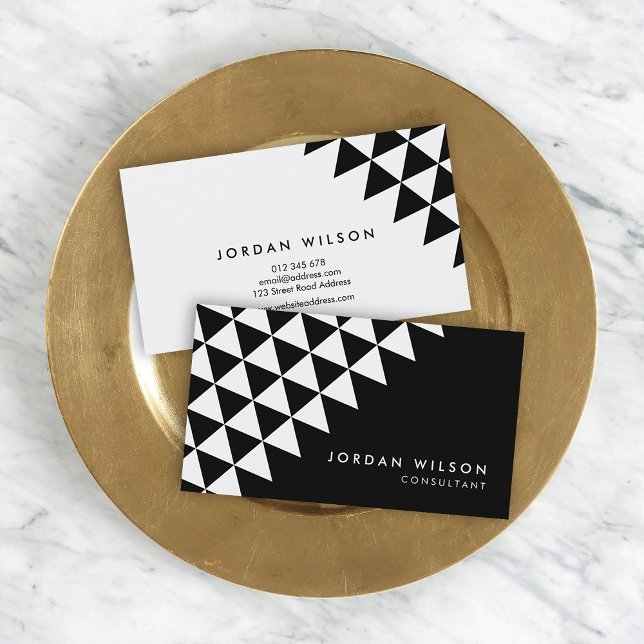 Black & White Minimalist Triangle Modern Geometric Business Card (Creator Uploaded)