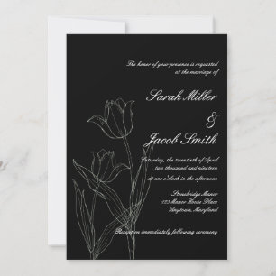 Black & White Minimalist Tulip Wedding Invitation