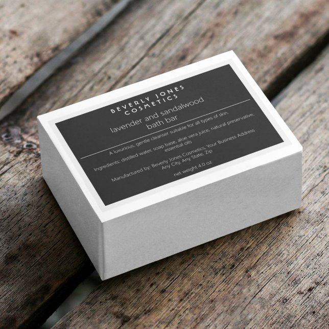 Black & white minimalist waterproof soap box label (Creator Uploaded)