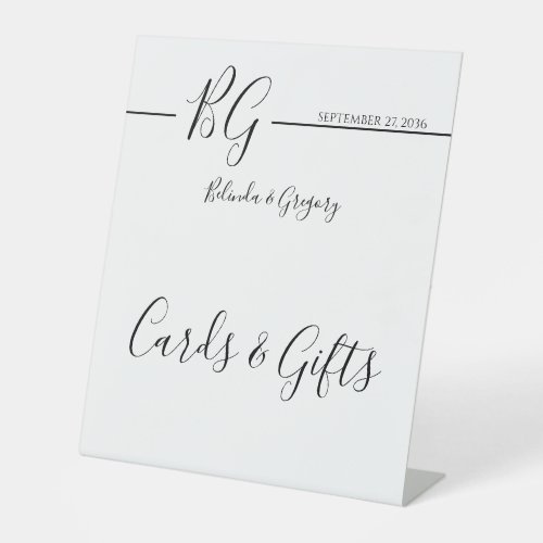 Black  White Minimalist Wedding Cards  Gifts Pedestal Sign