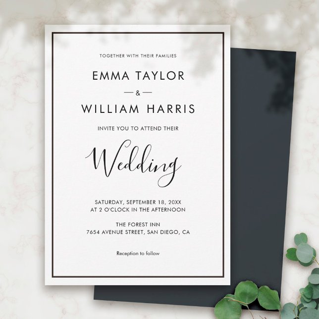 Black & White Minimalist Wedding Invitation 01 (Creator Uploaded)