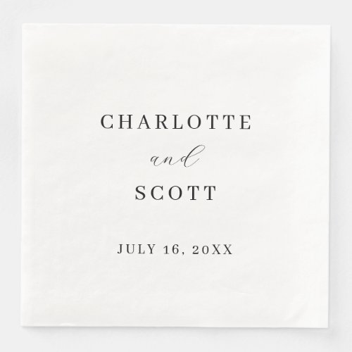 Black & White Minimalist Wedding Napkins