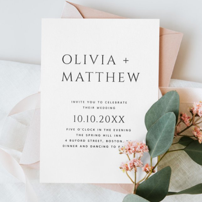 Black & White Minimalist Wedding | Photo & QR Code Invitation (Creator Uploaded)