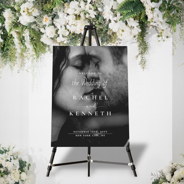 Black & White Minimalist Wedding Photo Sign (Creator Uploaded)