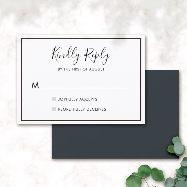 Black & White Minimalist Wedding RSVP Card 01 (Creator Uploaded)