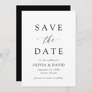 Black & White Minimalist Wedding Save The Date Invitation