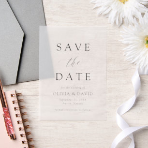 Black & White Minimalist Wedding Save The Date Vellum Invitations