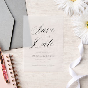 Black & White Minimalist Wedding Save The Date Vellum Invitations