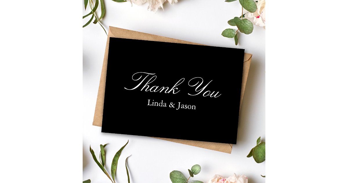 Black & White Minimalist Wedding Thank You Card | Zazzle