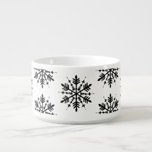 Black & White Minimalistic Graphic Snowflake Bowl