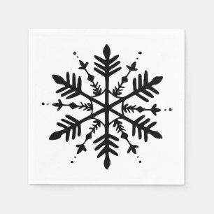 Black & White Minimalistic Graphic Snowflake Napkins