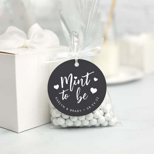 Black  White Mint to Be Personalized Wedding Favor Tags