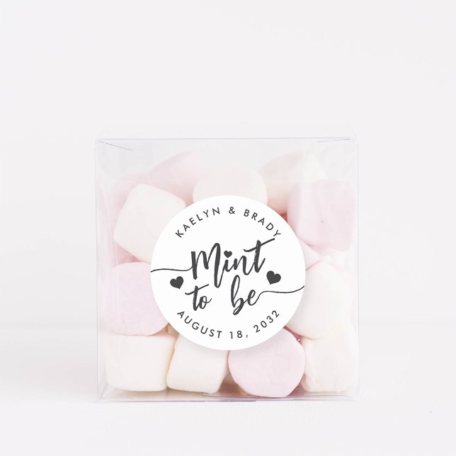 Black & White Mint to Be Wedding Favor Classic Round Sticker (Creator Uploaded)