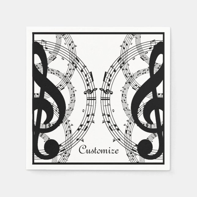 Black & White Mirror Image Music 2 Napkins (Front)
