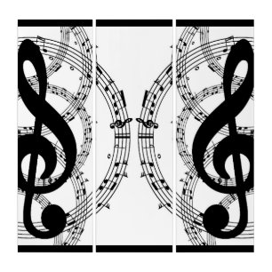 Black & White Mirror Image Music 2 Triptych
