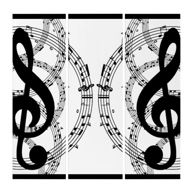 Black & White Mirror Image Music 2 Triptych (Front)