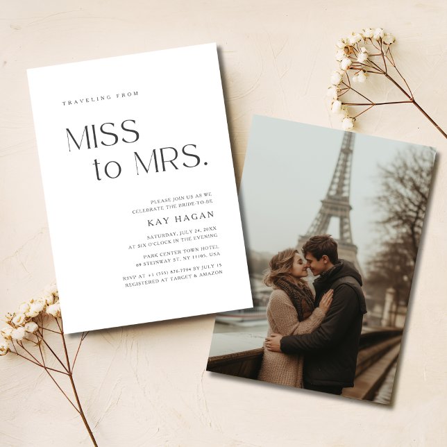 Black & White Miss To Mrs. Bridal Shower Photo Invitation (Creator Uploaded)