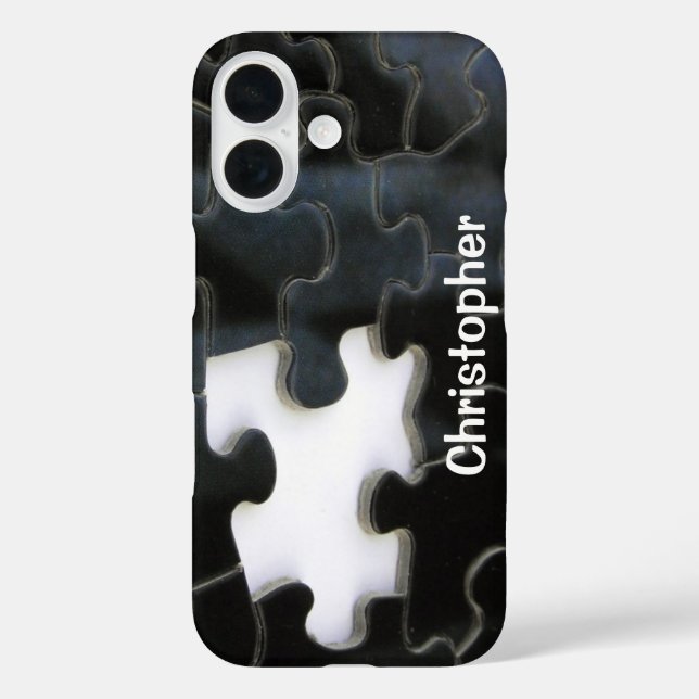 Black White Missing Puzzle Piece Template Case-Mate iPhone Case (Back)