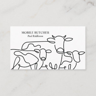 Black & White Mobile Butcher Cattle Farmer Business Card