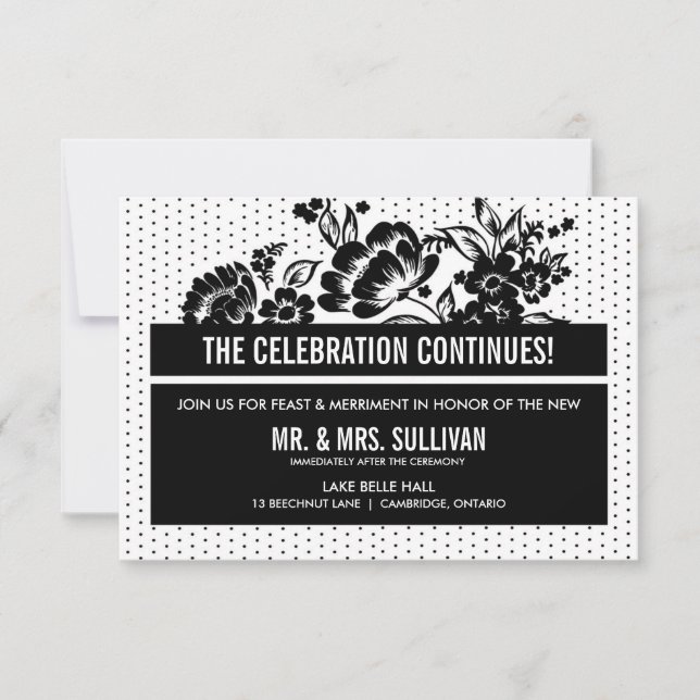 Black & White Mod Color Block Reception Card (Front)