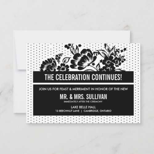 Black  White Mod Color Block Reception Card