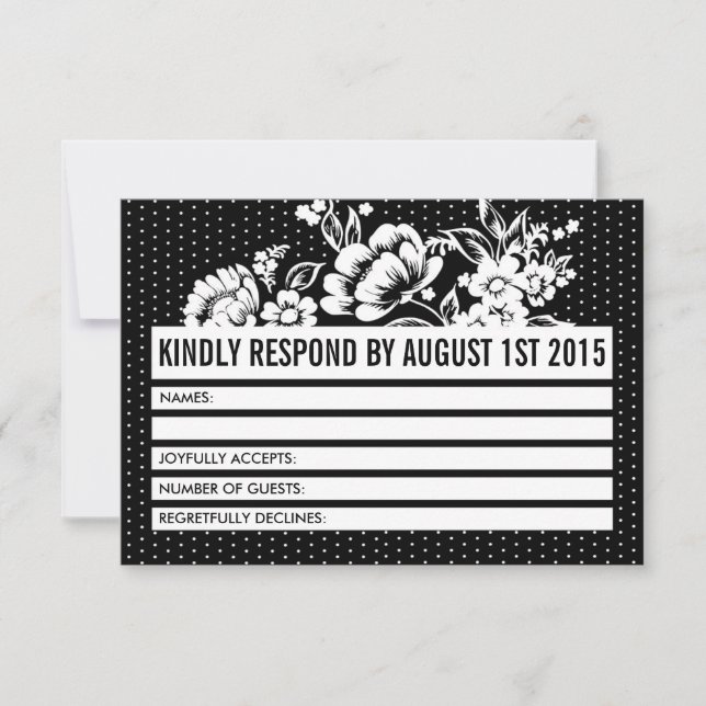 Black & White Mod Color Block RSVP Card (Front)