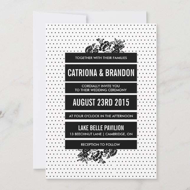 Black & White Mod Color Block Wedding Invitation (Front)