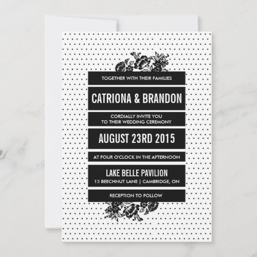 Black  White Mod Color Block Wedding Invitation