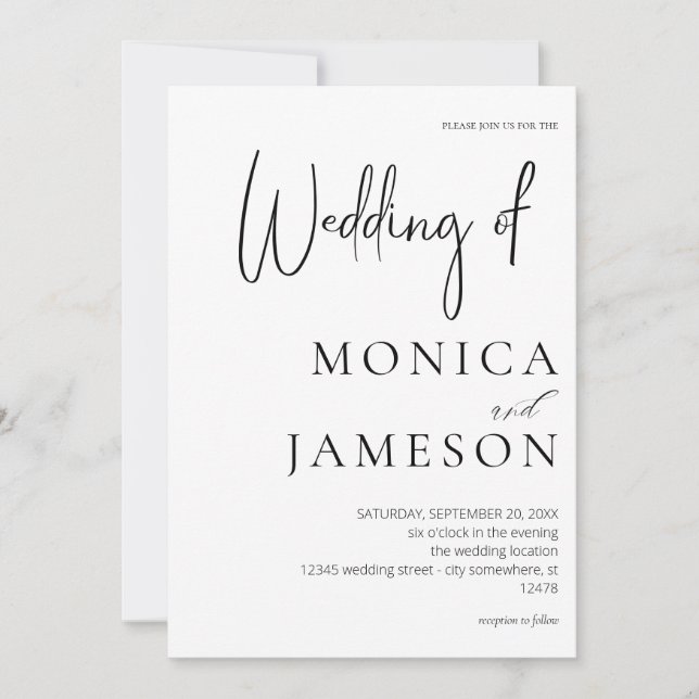 Black & White Modern 3 Wedding Invitation (Front)