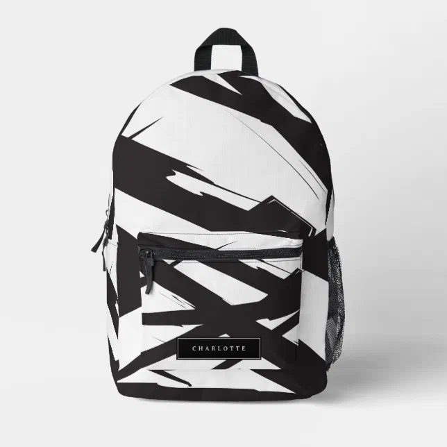Black & White Modern Abstract Art Line Custom Name Printed 