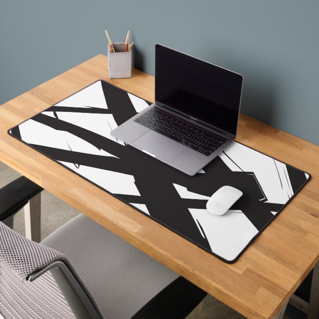 Black & White Modern Abstract Art Line Decorative Desk Mat (Office 2)