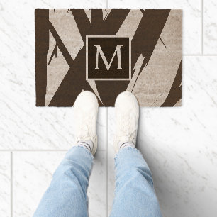 Black & White Modern Abstract Art Line Decorative Fiber Doormat