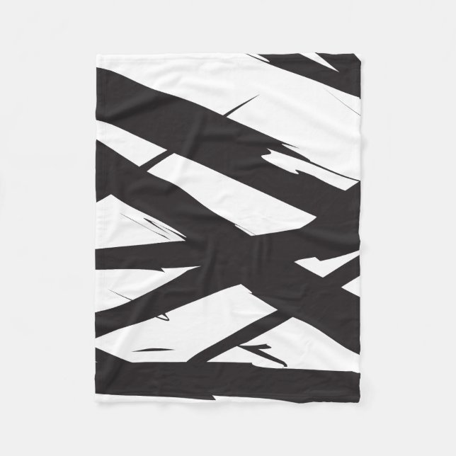 Black & White Modern Abstract Art Line Decorative Fleece Blanket (Front)