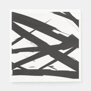 Black & White Modern Abstract Art Line Decorative Napkins