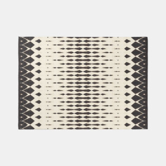 Black white modern abstract diamond print rug