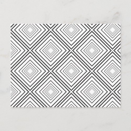 Black white modern abstract geometric pattern postcard