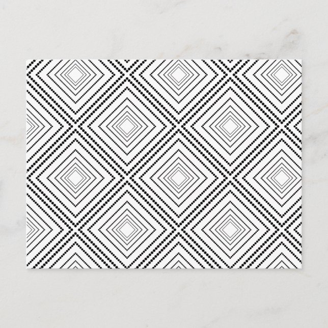 Black white modern abstract geometric pattern postcard (Front)