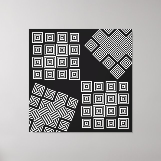 Black White Modern Abstract Illusion Geometric Art Canvas Print (Front)