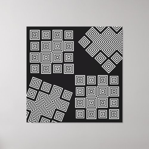 Black White Modern Abstract Illusion Geometric Art Canvas Print