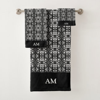 Black & White Modern Abstract Pattern Bath Towel Set