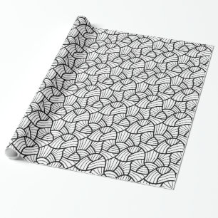 Black & White Modern Abstract Swirls Pattern Wrapping Paper