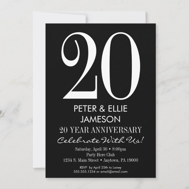 Black & White Modern Anniversary Invitations (Front)
