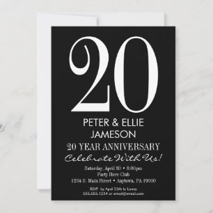Black & White Modern Anniversary Invitations