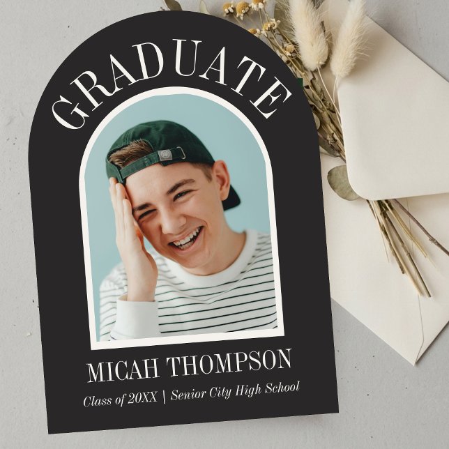 Black & White Modern Arch Grad Photo Announcement  (Black & White Modern Arch Grad Photo Announcement)